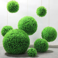 O-X704 Wholesale Green Artificial Grass Ball High Simulation Eucalyptus Boxwood Ball Different Size Hanging Plastic Plant Ball