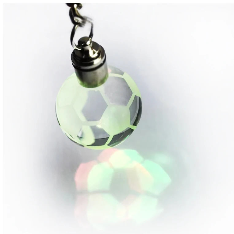 Wholesale Fancy Football Sphere Keychain Mini LED Crystal Soccer Ball Keyring with Flashlight for Fans and Gifts