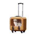 Quickly Delivery Custom Pet Cat Carrier Bag Rattan Weaving Portable Cat Trolley Bag Handmade Cat Travel Bag Large Capacity