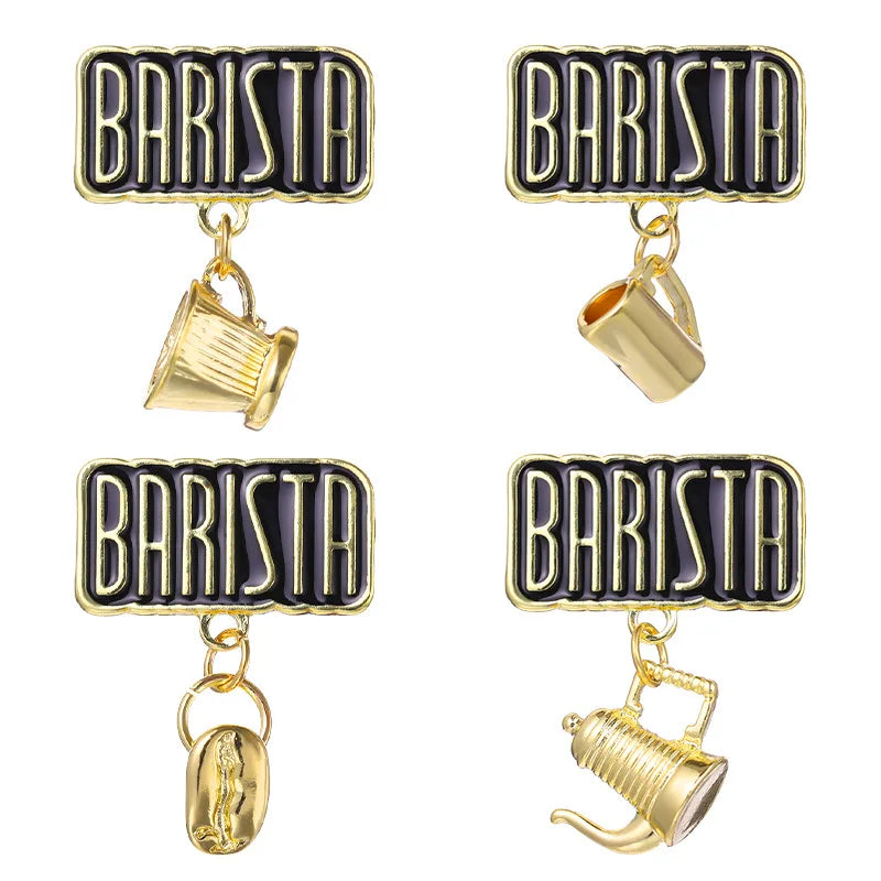 Korean Simple Coffee Enamel Pins Custom Milk Mocha Latteart Coffee Brooches Lapel Badges Funny Jewelry Gift for Barista
