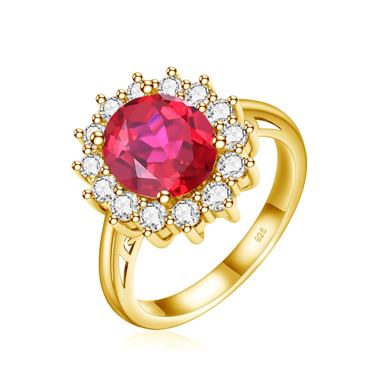 Wholesale Best-selling Classic Vintage Women Wedding Party Winter 925 Silver Gold Plated Oval Cut Ruby Ring