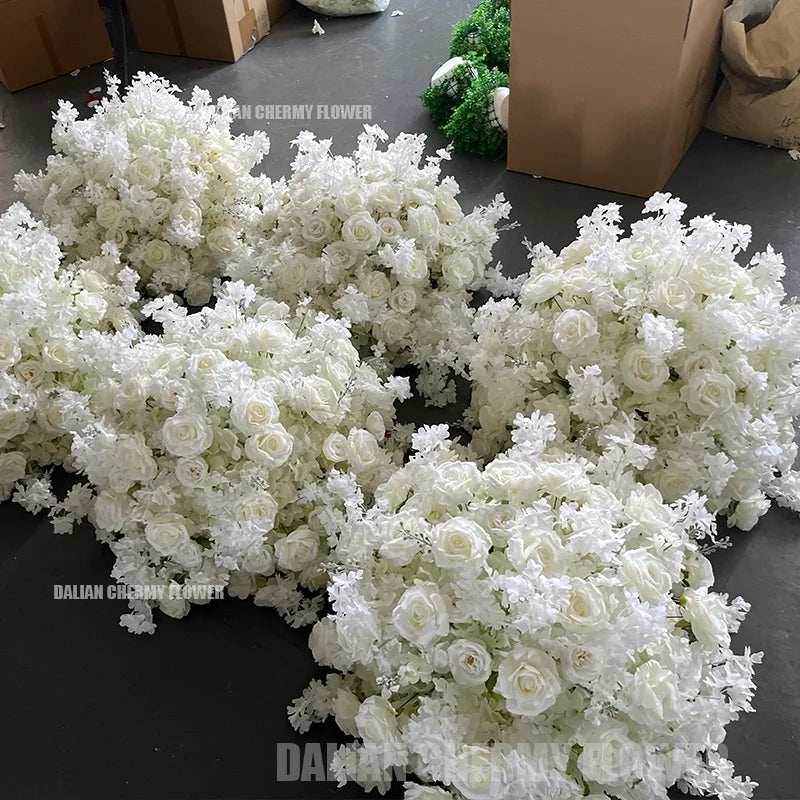 OEM Wedding Arrangement Silk Flower Ball Big 80cm White Artificial Flower Ball Wedding Centerpieces