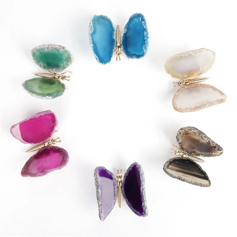 Huiying Animal butterfly agate slice coaster jewelry making craft