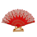 New Art Craft Gift Chinese Style Folding Fan Hand  Classical Gold Powder Plastic Dance Wedding Silk Cloth Party Folding Fan
