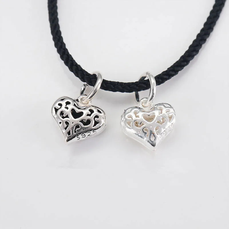 Wholesale 925 Sterling Silver Love Heart Dangle Bead DIY Girl Jewelry Making Gifts Silver Sterling Charms