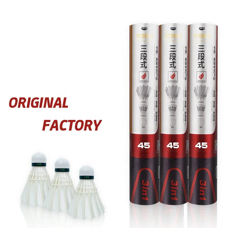 Dmantis D45 Most Durable 3in1 Class a Goose Feather 5g Weight 74-78 Speed Badminton Shuttlecock for Professional Players