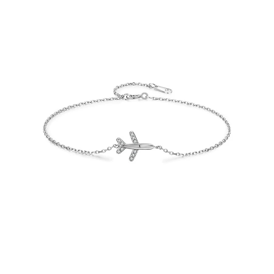 Fashion Personalized 925 Sterling Silver Bracelet Rhodium Plated Zircon Fine Jewelry Charm Airplane Tennis Bracelet