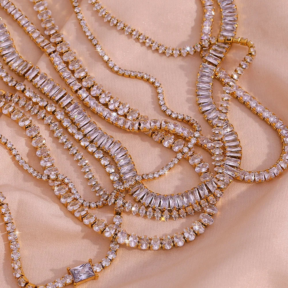 Dreamshow Fashion Jewelry Set Choker Necklaces Shining Zircon Necklace Set Gold Plated Jewelry