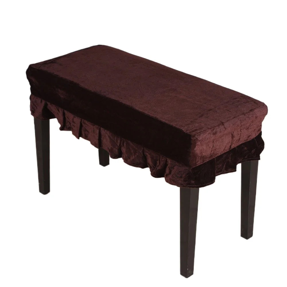 Piano Bench Cover Peluche Decorated with Lace for Piano Double Seat Bench Universal Beautiful