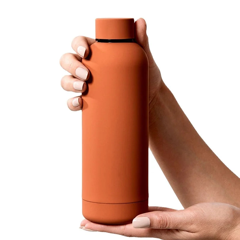 Thermoses Insulated Terracotta Matte Coating Leak Proof Sports Vacuum Flask Stainless Steel Drink Water Bottle With Carabiner