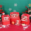 1 2 4 6 Holes Christmas Red Transparent Window Cup Cake Packaging Box Clear Windows Cupcake Handle Boxes for Xmas New Year Party