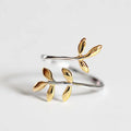 Women Gold Hot New Style Leaves Silver Ring Opening Rings Korean Jewelry