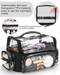 Relavel Large Makeup Brush Holder Clear Stand up Makeup Brush Organizer Bag Travel Makeup Artist Cosmetic Storage Bag Case