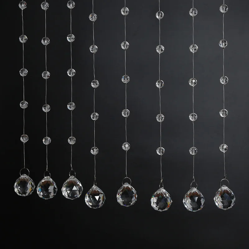 O-X400 Wholesale 1M Crystal Glass Bead Garland Wedding Ceiling Crystal Hanging Strand Luxury Wedding Arch Crystal Beaded Curtain