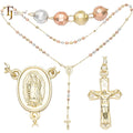 FJ Fallon Fashion Jewelry .Italian Virgin of Guadalupe Catholic Beads Rosary Necklace Plated in 14K Gold Brass Based