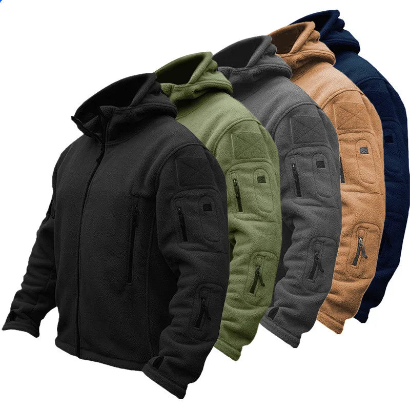 Wholesale Hot Selling Outdoor Hooded Thick Polar Fleece Jacket for Men in Winter