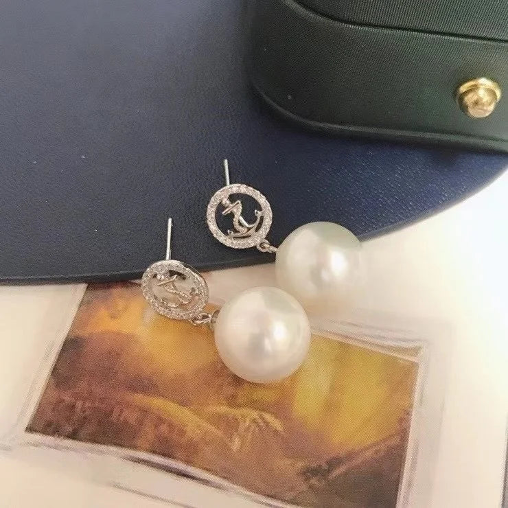 E776 11-12mm DIY Natural  Freshwater Pearl Charm Earrings Mounting Accessory 925 Sterling Silver Gold Plated  Jewelry for Women