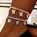 Creative Crystal Cuban Anklets  Women Summer  Gold Pink Butterfly Anklets for Women