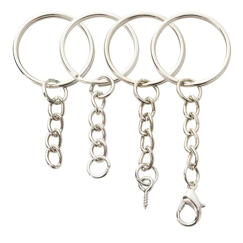 PD488-492 Promotional DIY Keychain Parts 25mm Ring With Link Chain Metal Keychain