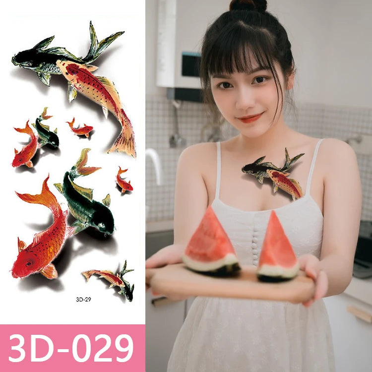 3D Full Color Temporary Non-toxic Animal Butterfly Fish Children's Outdoor Fashionable Waterproof Tattoo Sticker
