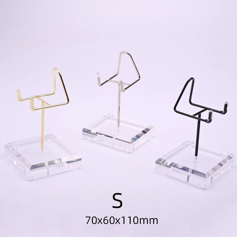 Modern S Acrylic & Metal Luxury Display Stand Gold/Silver/Black Finish for Crystals Stones Agate Rock Fossil Coral-Customizable