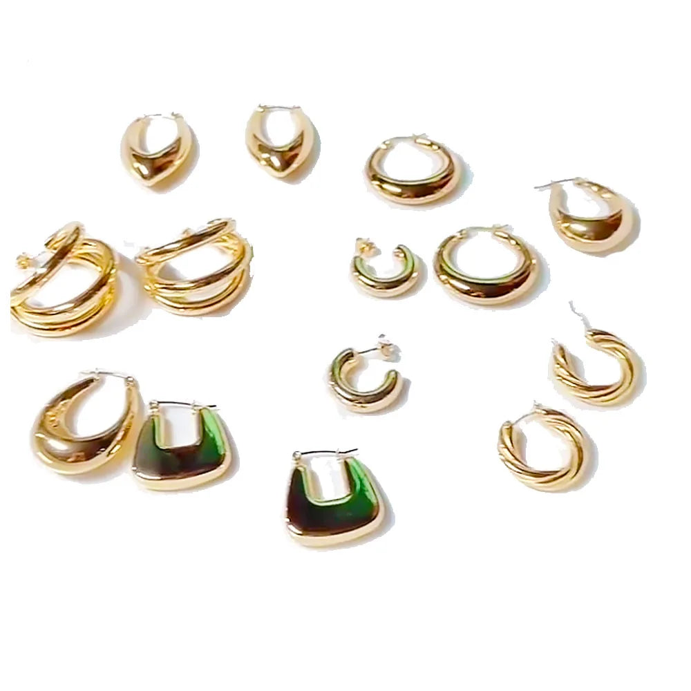 Fashion Chic Stainless Steel Elegant Geometric Bold Hoop Blank Waterproof Designer Earring Jewelry Hoops Women Jewelry