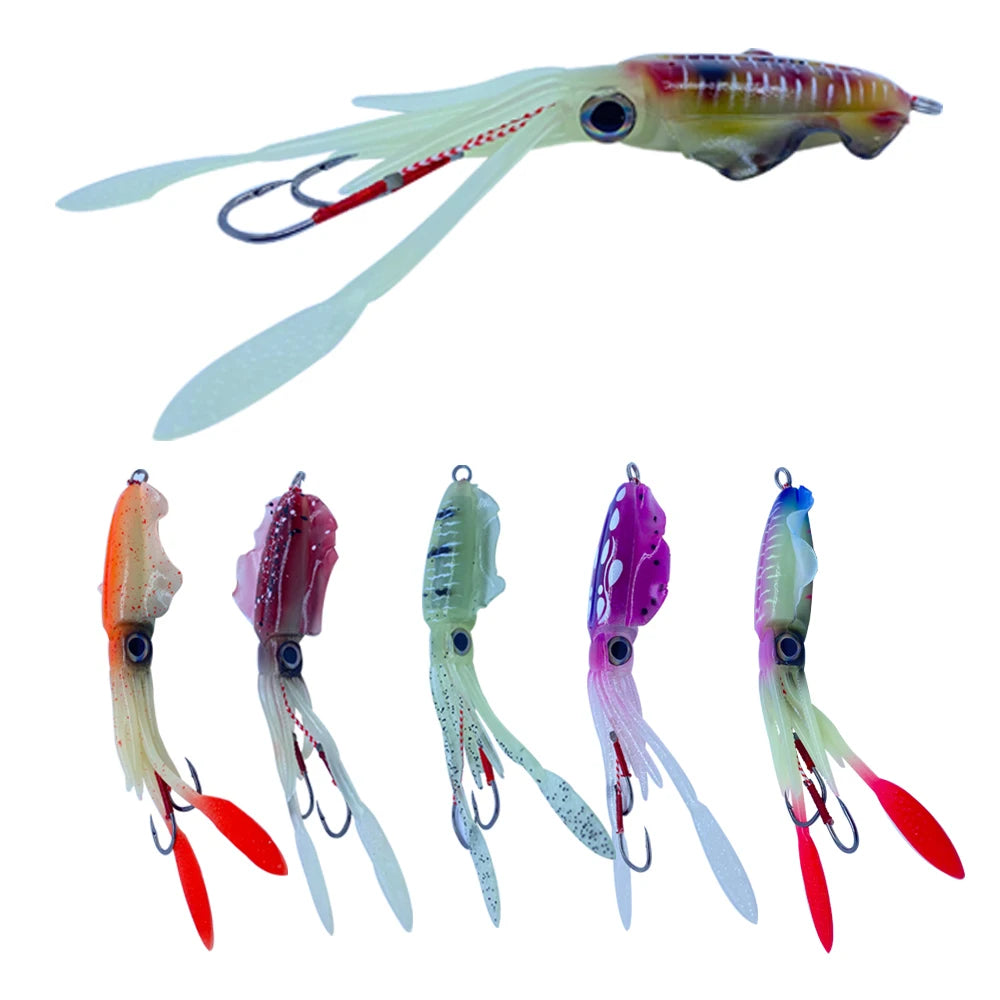 15cm 60g in Stock Soft Plastic Octopus Skirts and Luminous Squids Skirt Fishing Lure Squid Lure