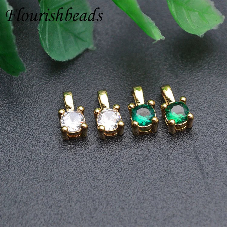 Designer Charms Gold Plated Green White CZ Small Charm for Bangle Bracelet