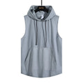 Loose Style Men Summer Hoodies Workout Wear Men Vest With Big Pocket Sleeveless Hoodies