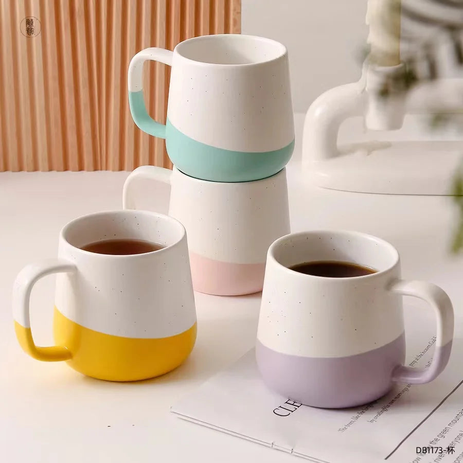 Wholesale Products Hot Selling 2023 European Style Ceramic Coffee Mugs with Speckled Breakfast Milk Cup Tea Cups