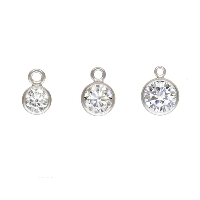 Vintage Zircon Birthstone Cute Charms for Jewelry Bracelet Making 925 Sterling Silver Bezel Pendant Findings