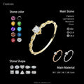 Wholesale 9k Real Gold with Zircon Rings Trendy Wedding Party and Anniversary Jewelry Cheap Price