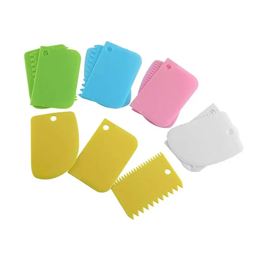3PCS/set Plastic Eco-Friendly Dough Cake Scraper Slicer Spatula Cream Scraper Pasty Cutters Irregular Teeth Edge DIY Baking Tool