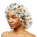 Accept Logo Double Layer African Print Pattern Sleep Cap Wave Selvedge Two Wear Satin Silky Print Women Ankara Bonnets