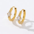Vintage 316 Stainless Steel Waterproof High Polish Zircon Jewelry Accessory 18K Gold Plated Geometric Huggie Hoop Earrings