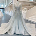 Jancember AHTL022 Princess Slip Blue Muslim Mermaid Wedding Dresses for Girls