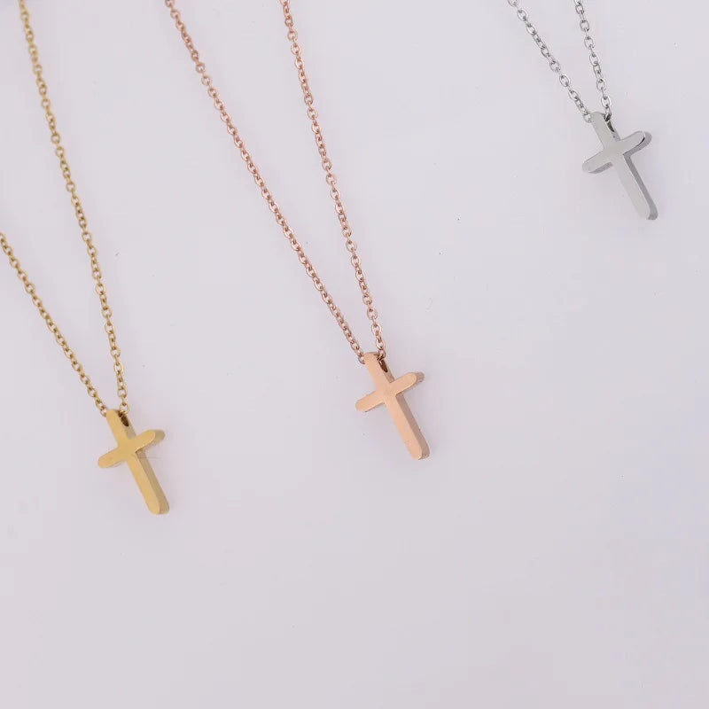 Delicate Small Hole Bead Cross Necklace Pendants for Men and Women Collarbone Chain for Jewelry Findings