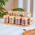 YOLOWE HOME 240Glass Jars Bamboo Lids Multifunctional Food Storage Containers Kitchen Including Silicone Pads Customizable Logo