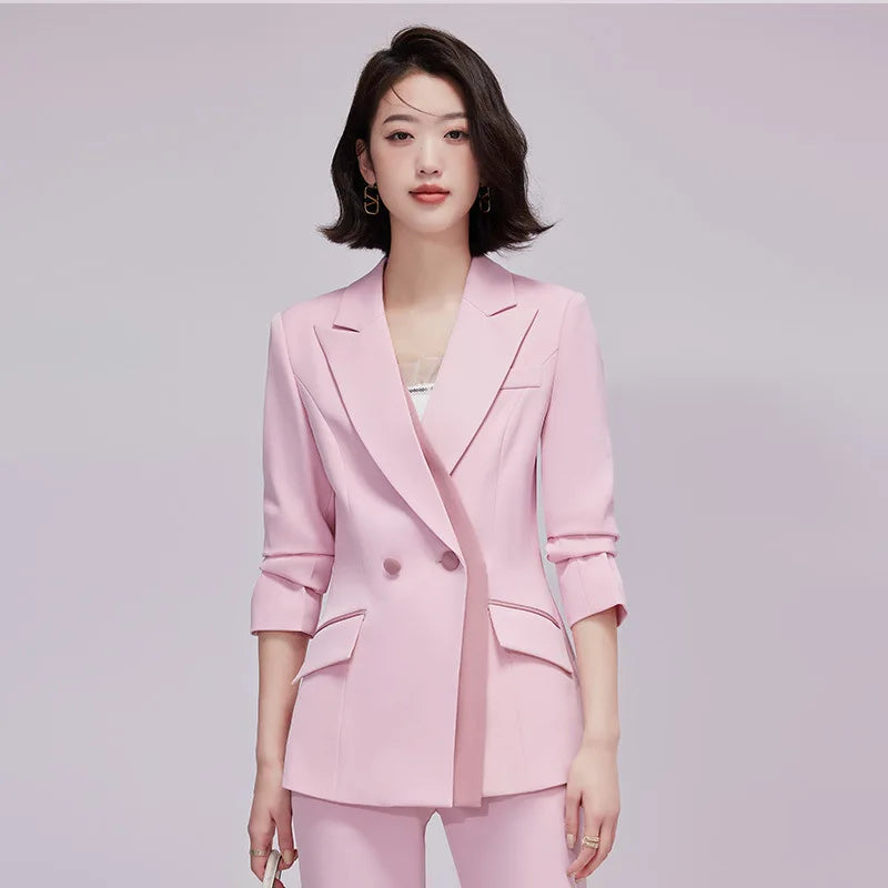 S-4XL Long Sleeved Professional Suit Formal Interview Sales Work Suit Jacket Sets Suits