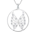 925 Sterling Silver Love Guardian Angel Wing Round Pendants for Necklace Jewelry Zirconia Pendant Charms for Girls Women