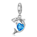 The Shark of Embrace Love Charm Pendant Authentic 925 Sterling Silver Animal Beads with CZ for Women Fine Jewelry Charm Bracelet