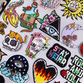 Professional Custom Embroidery Patch Wholesale Love Magic Potion Flower Coffee Embroidery Iron on Patches for Clothing Hat Bags