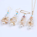 New Christmas Tree Wrapped Star Toothpick Baroque Natural Freshwater Pearls Necklace Set for Women Gifts