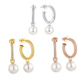 2024 Fashion 925 Sterling Silver Charm Earrings Freshwater Cultured White Pearl Drop Earrings Cute Pearl Drop Earrings for Women