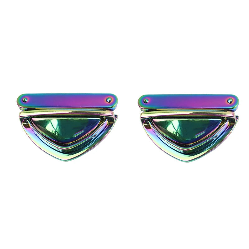 New Custom Rainbow Metal Alloy Swivel Luggage Hardware Twist Box Turn Locks Closure Buckle for Leather Handbags Purse