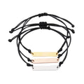 Adjustable Stainless Steel Bracelet with Wind Wax Rope Woven Design Long Curved Stick Hollow Hand Simple Laser Logo Trendy Style