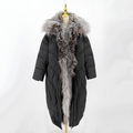 QIUCHEN QC22096 2022 Women Casual Winter Thick Puffy Goose Down Long Coat with Real Fox Fur Collar Acrylic Lining