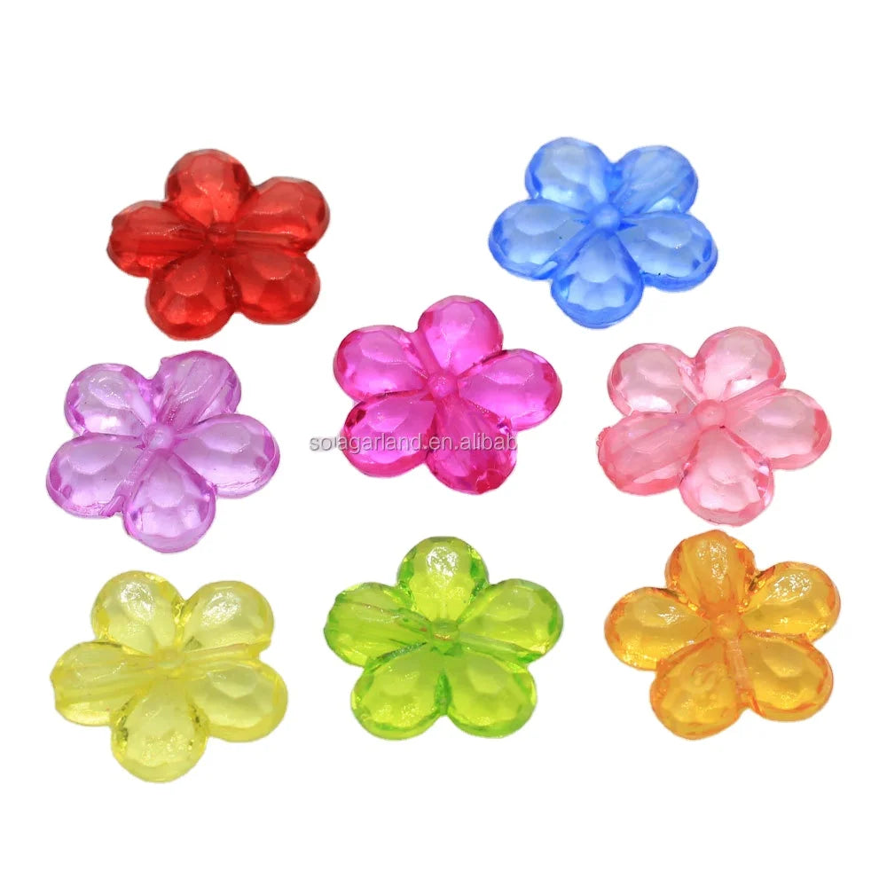 Mix Acrylic Flower Beads Flat Spacer Charm Style Beads for DIY Bracelet Necklace Kids Jewelry Supplies