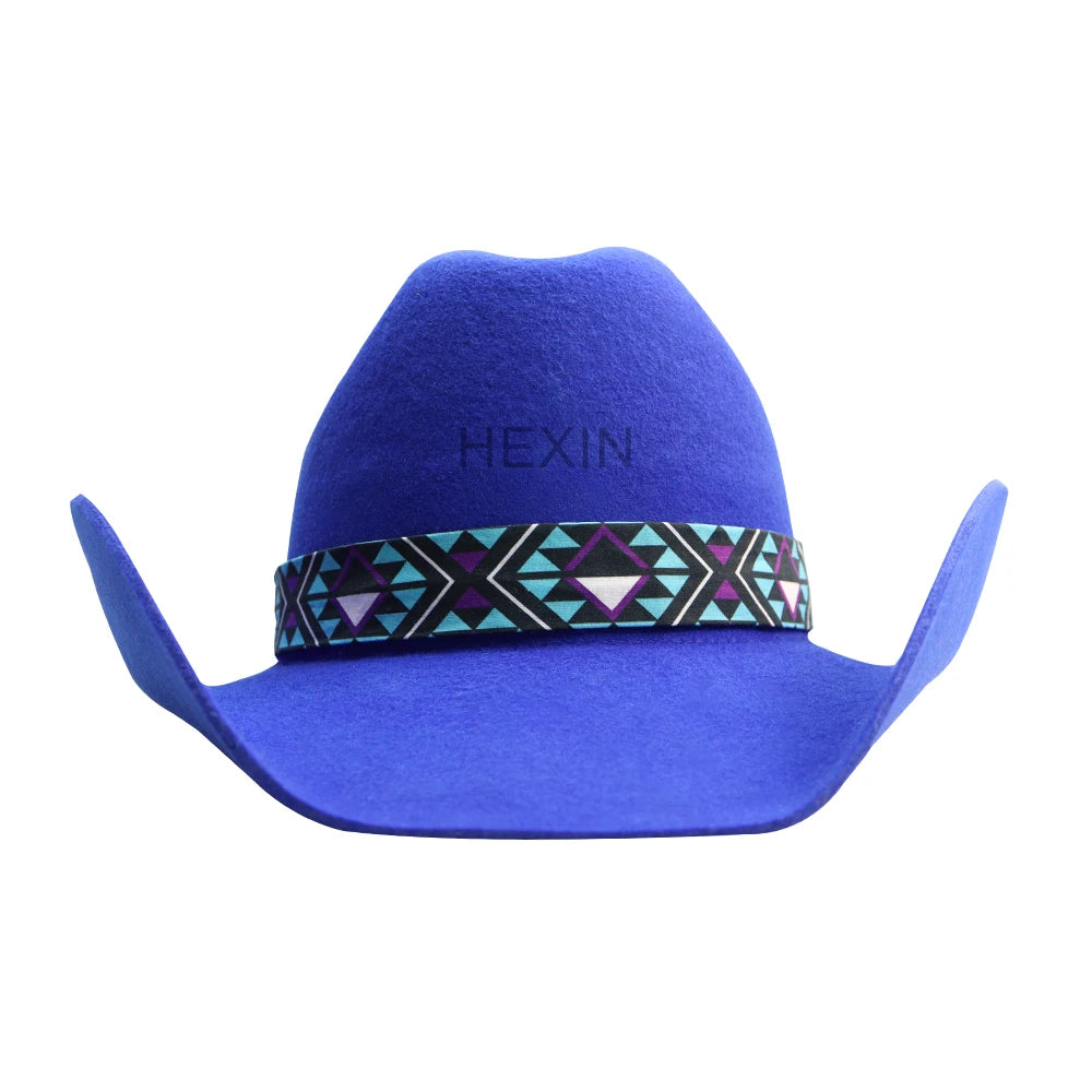 Wide Brim Fedora Western Cowboy Hats Unisex Adjustable Four Seasons 100% Wool Ribbon Rope for Sports Outdoor Business Casual