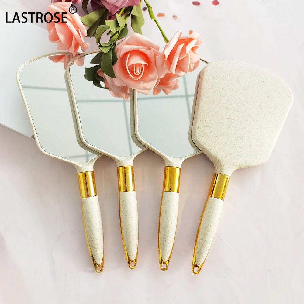 Low Moq Makeup Handheld Mirror Private Label Single Side  Vanity Hand Mirror Handle Cosmetic Mirror for Women
